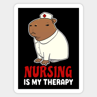 Nursing is my therapy cartoon Capybara Sticker